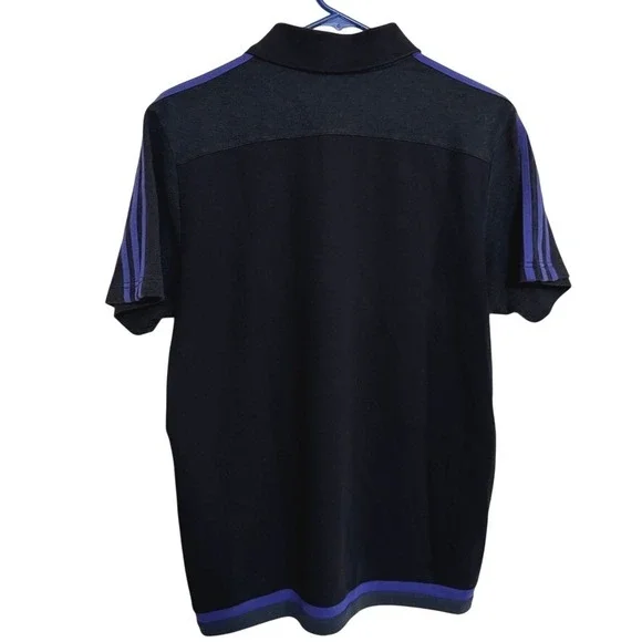 Adidas ALL BLACKS Polo Shirt Men's L New Zealand Rugby Black Embroidered logos